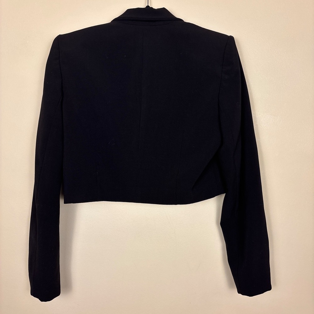 ALICE + OLIVIA Cropped Blazer Black Womens Size 10 Snap Front Office Business - Picture 6 of 9